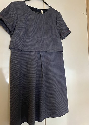 Yargıcı Gri Midi Elbise Kısa Kollu, Pilili - Görsel 3