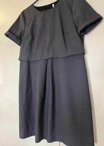 Yargıcı Gri Midi Elbise Kısa Kollu, Pilili - Görsel 4