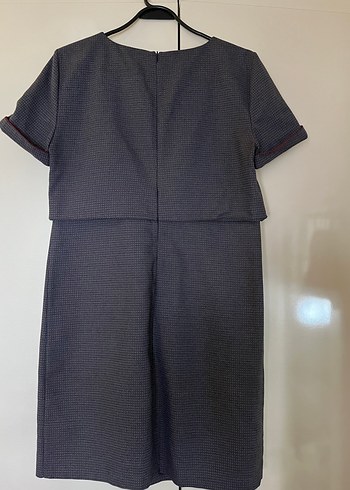 Yargıcı Gri Midi Elbise Kısa Kollu, Pilili - Görsel 5