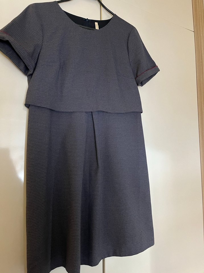 Yargıcı Gri Midi Elbise Kısa Kollu, Pilili - Görsel 3