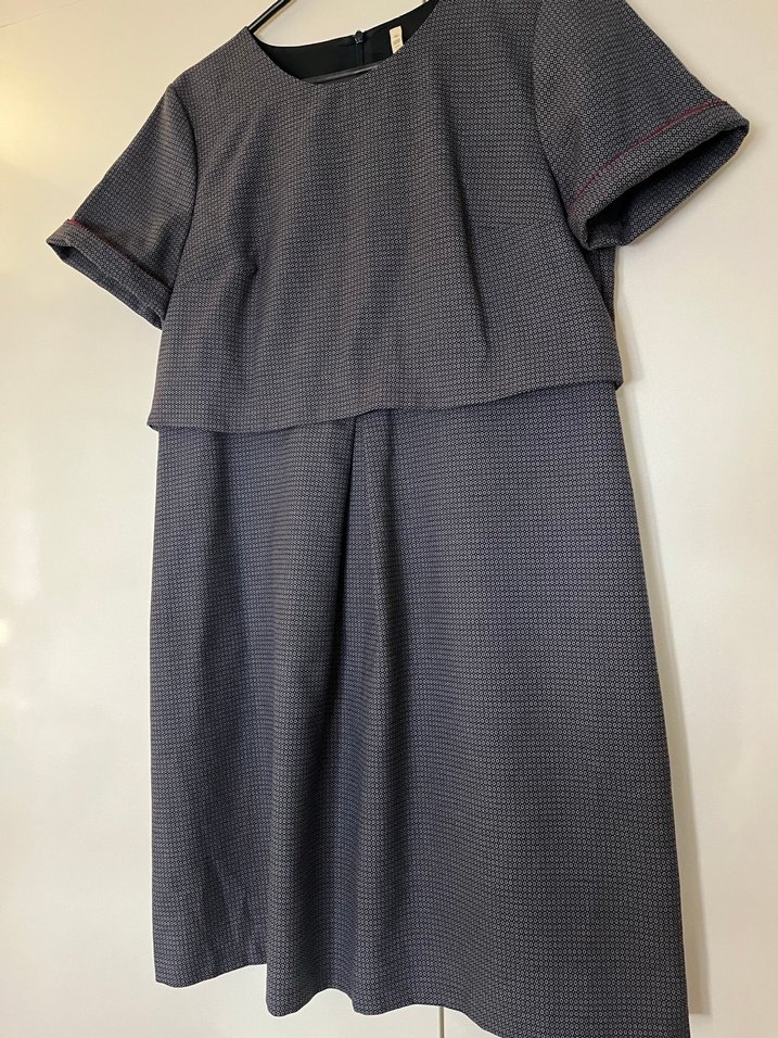 Yargıcı Gri Midi Elbise Kısa Kollu, Pilili - Görsel 4