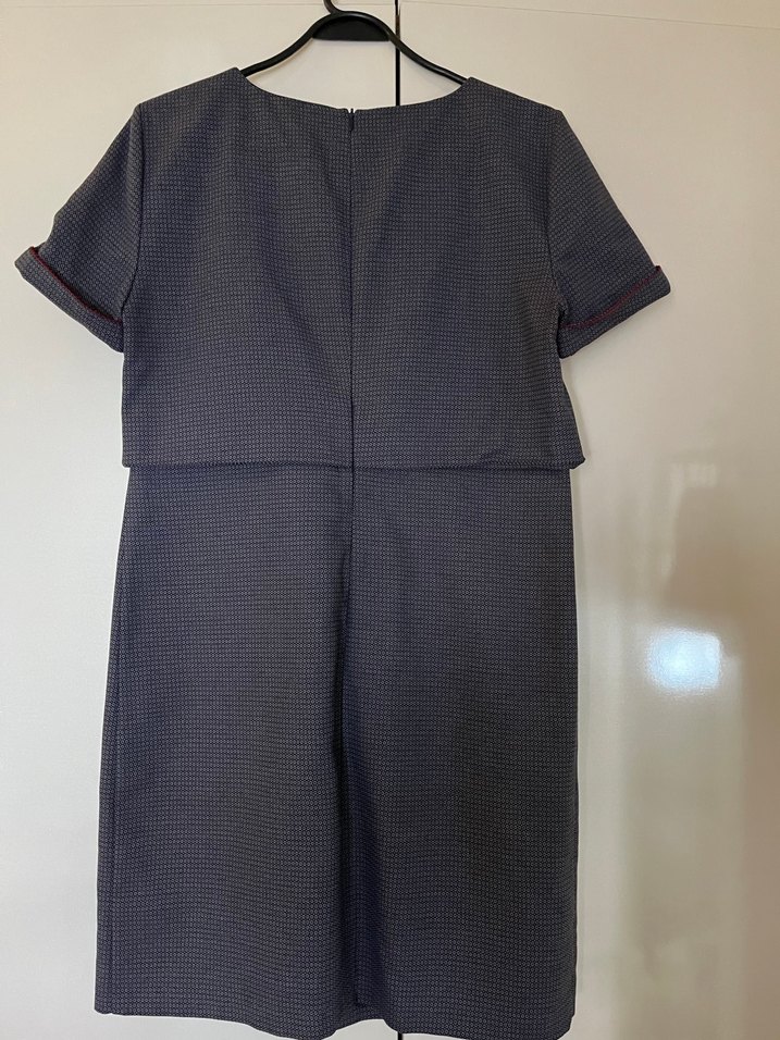 Yargıcı Gri Midi Elbise Kısa Kollu, Pilili - Görsel 5