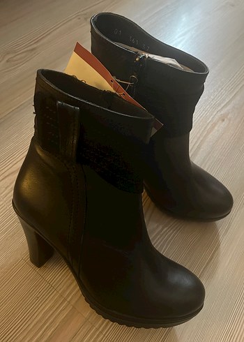 Hakiki deri Siyah Dolgu Topuklu Bot - Görsel 6