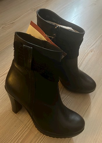 Hakiki deri Siyah Dolgu Topuklu Bot - Görsel 7