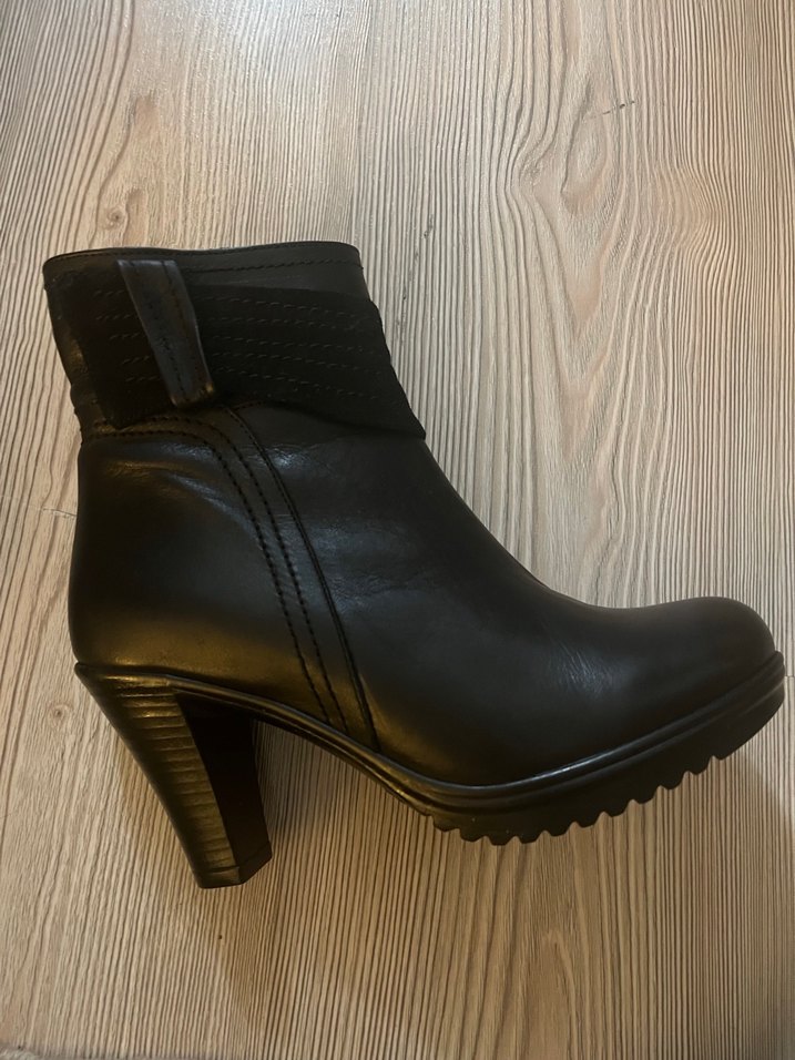 Hakiki deri Siyah Dolgu Topuklu Bot - Görsel 4