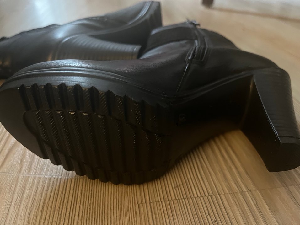 Hakiki deri Siyah Dolgu Topuklu Bot - Görsel 5