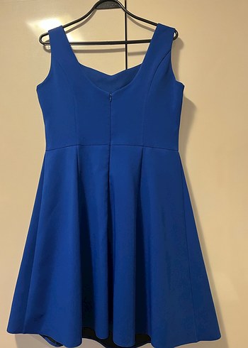 Parlament Mavi V Yakalı Midi Elbise - Görsel 3