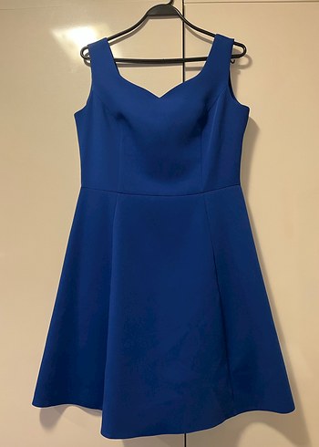 Parlament Mavi V Yakalı Midi Elbise - Görsel 2