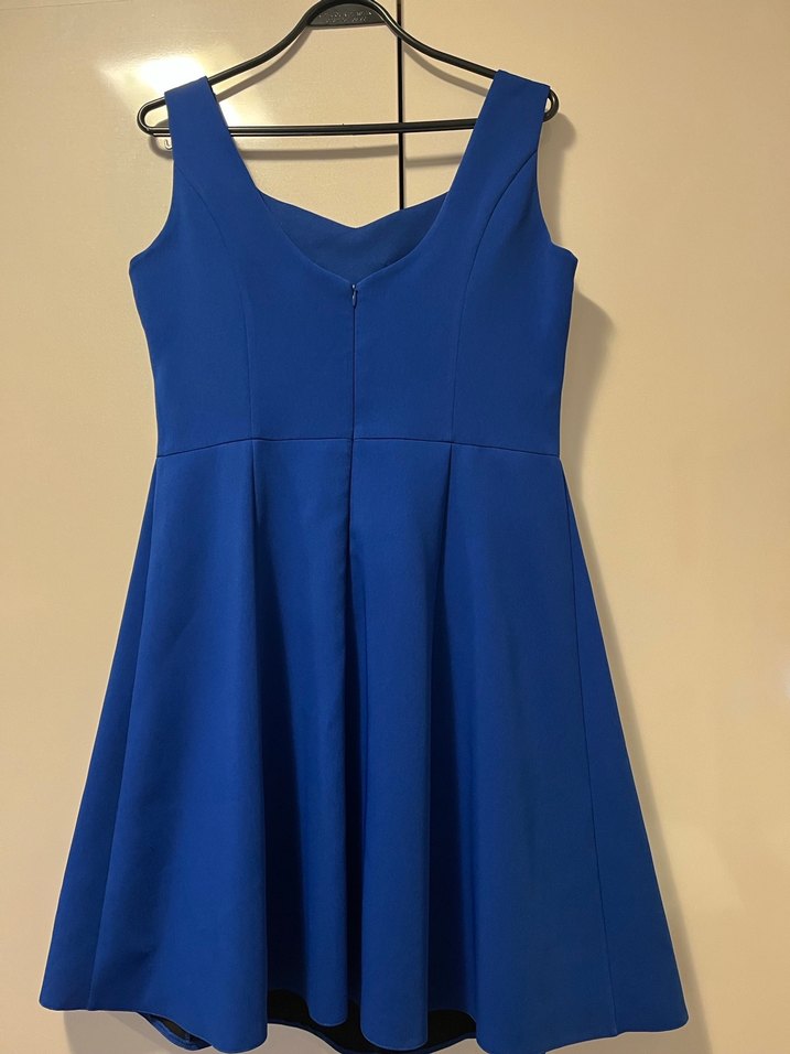 Parlament Mavi V Yakalı Midi Elbise - Görsel 3