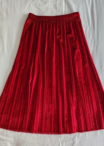 Kırmızı Pilili midi Etek - Görsel 4