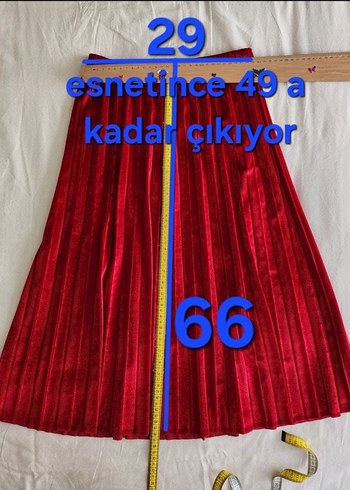 Kırmızı Pilili midi Etek - Görsel 5