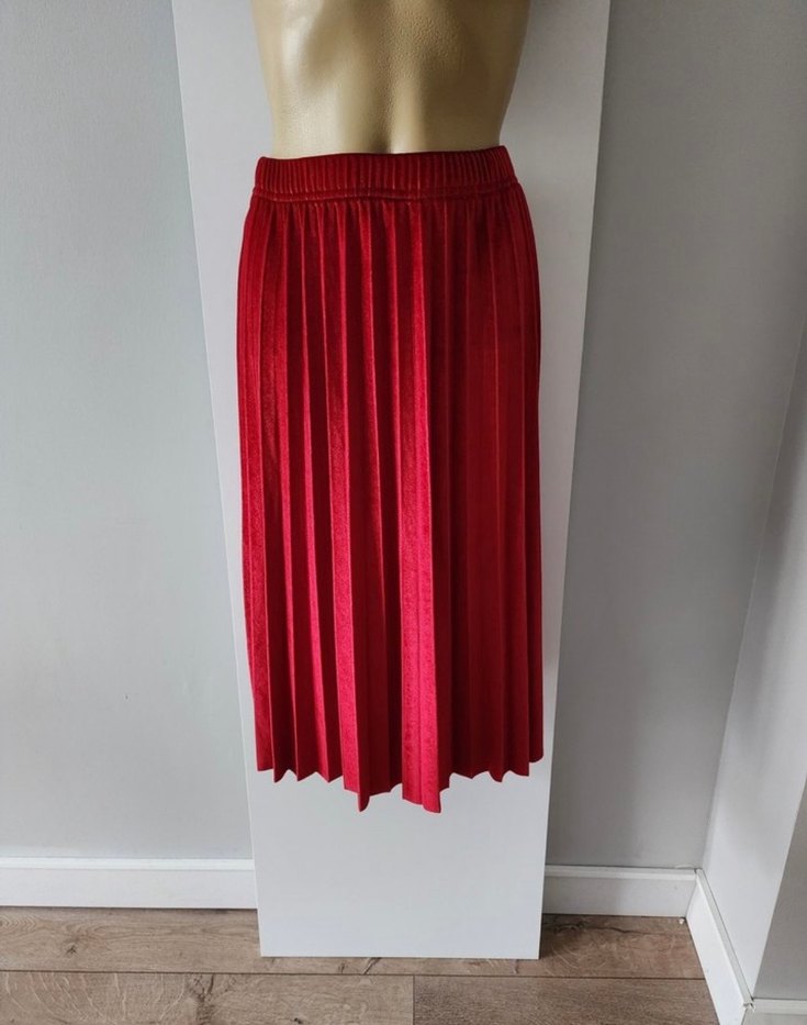 Kırmızı Pilili midi Etek - Görsel 2