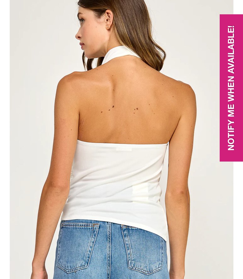 Beyaz Kemer Detaylı Kolsuz Keten Bluz - Görsel 3