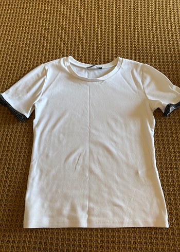 Kadın Beyaz Kısa Kollu Basic Tişört - Görsel 2