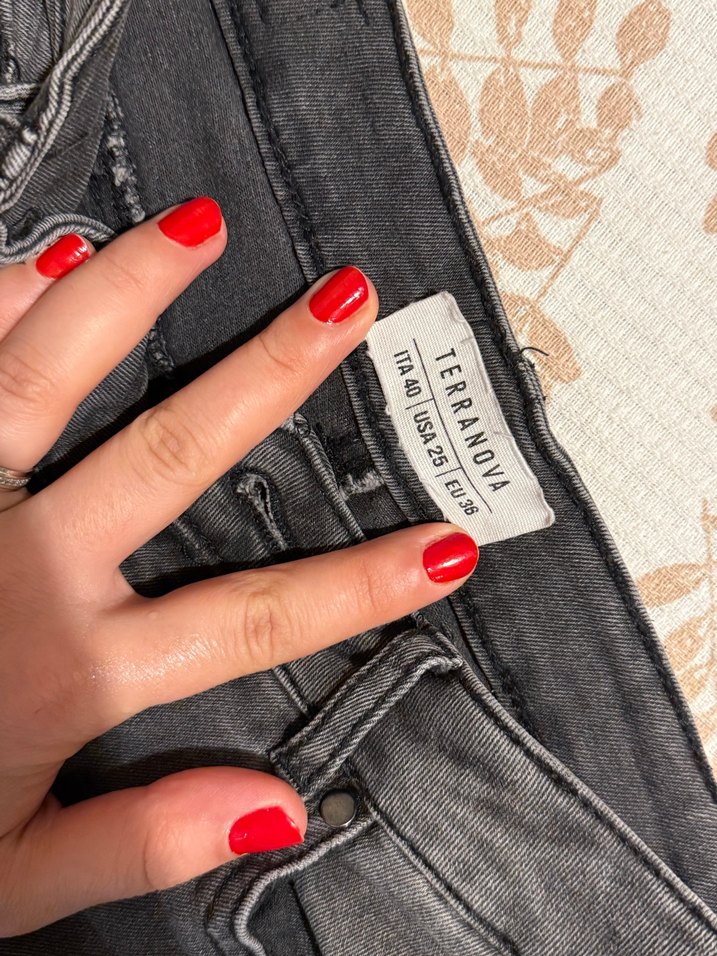 Gri Bağcıklı Kadın Skinny Jean - Görsel 4