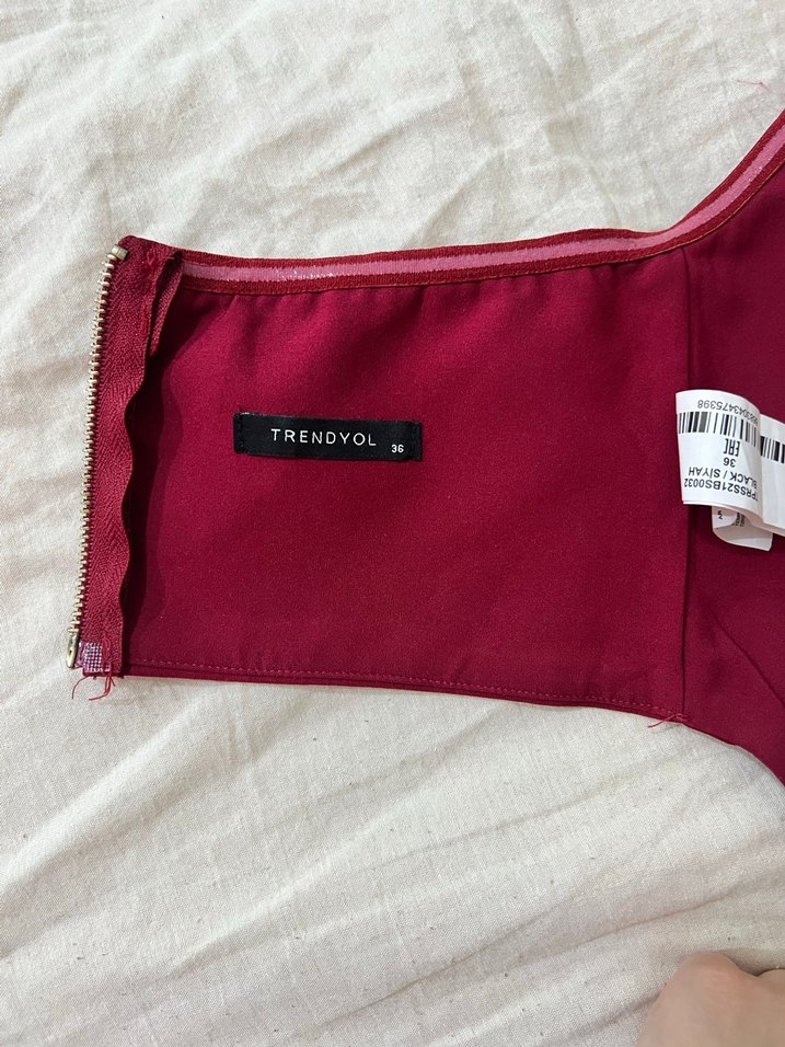 Trendyol Bordo Straplez Kadın Bustiyer 36 beden - Görsel 3