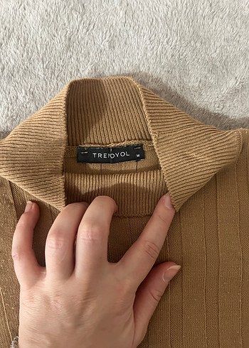 Bej Fitilli Boğazlı Kadın Kazak Trendyol bluz - Görsel 2