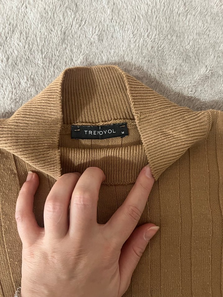 Bej Fitilli Boğazlı Kadın Kazak Trendyol bluz - Görsel 2
