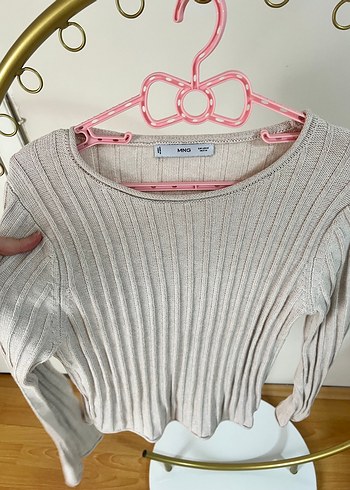 MANGO Bej Fitilli Triko Kadın Kazak - Görsel 5