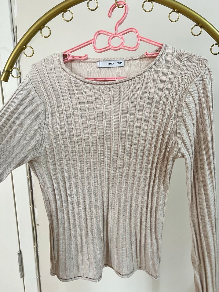 MANGO Bej Fitilli Triko Kadın Kazak - Görsel 2