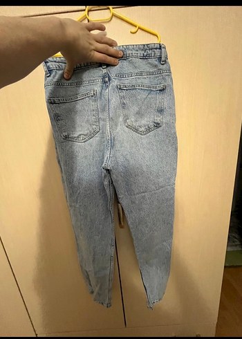 Kadın Mavi Bol Kesim Midi Kot Pantolon - Görsel 2