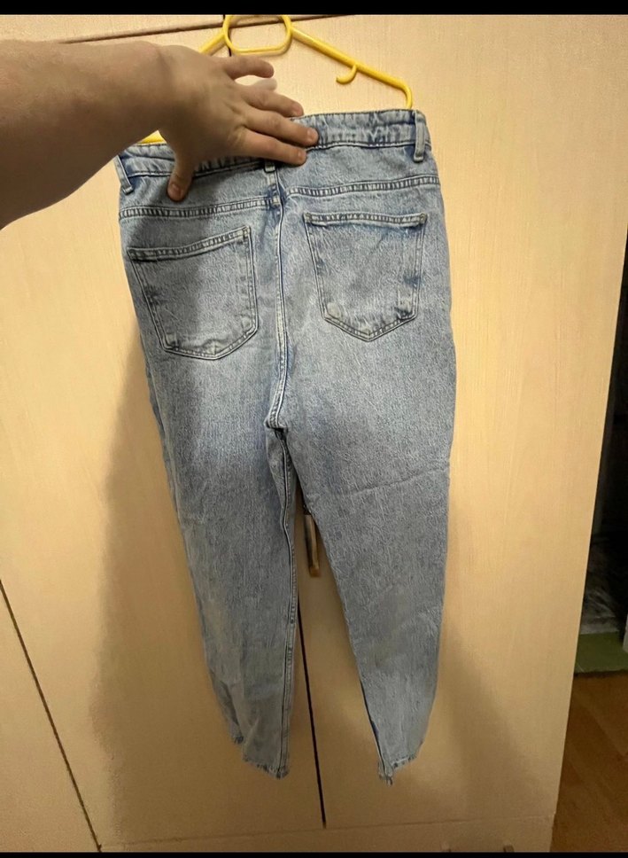 Kadın Mavi Bol Kesim Midi Kot Pantolon - Görsel 2