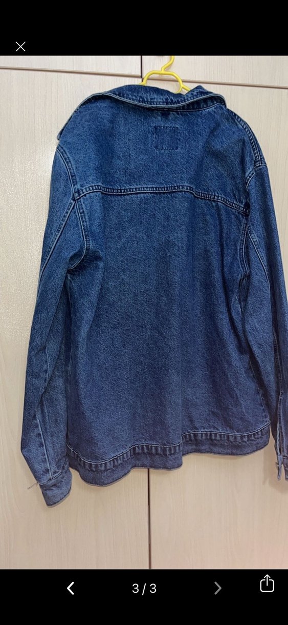 Düğmeli Koyu Mavi Denim Ceket - Görsel 3