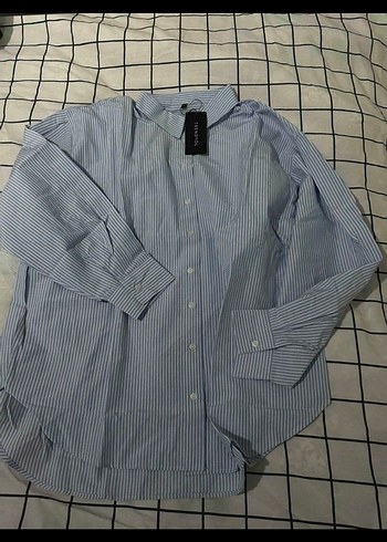 Mavi çizgili Kadın Denim Gömlek - Görsel 2