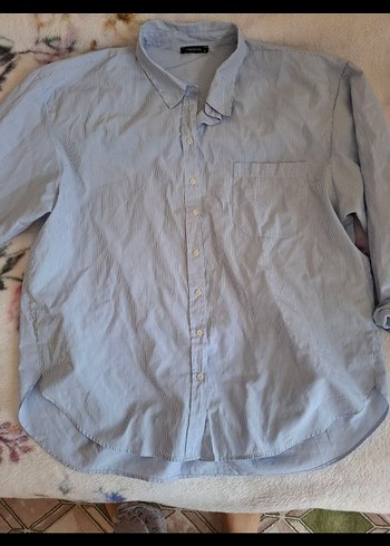 Mavi çizgili Kadın Denim Gömlek - Görsel 3