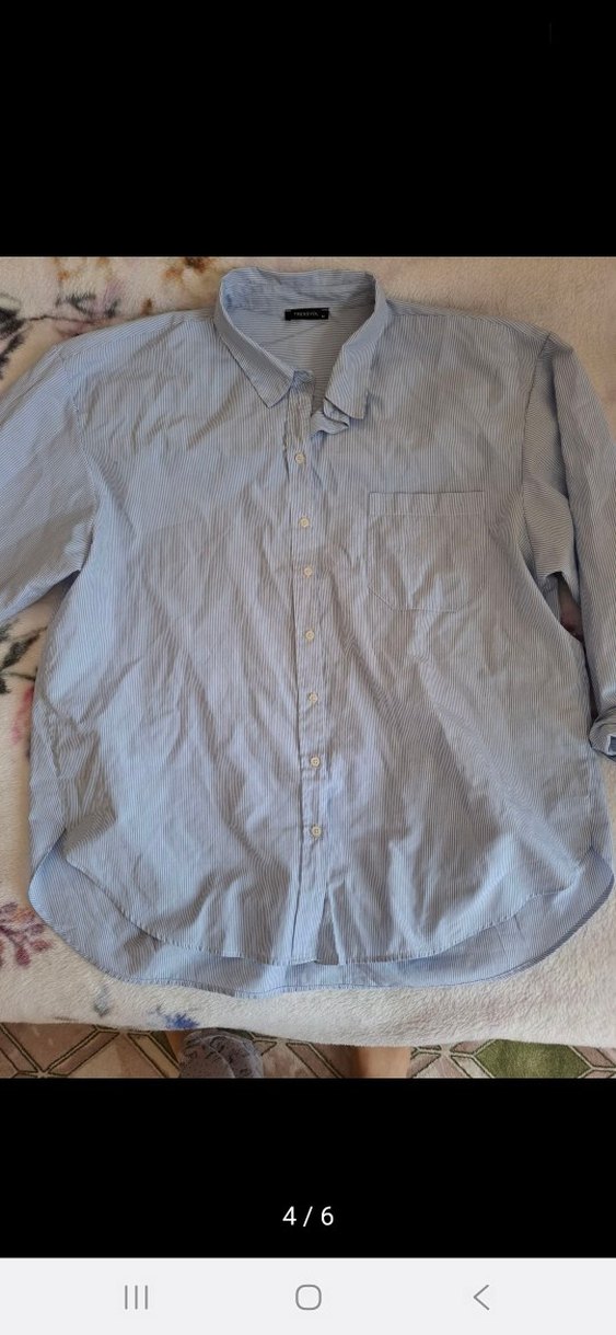 Mavi çizgili Kadın Denim Gömlek - Görsel 3