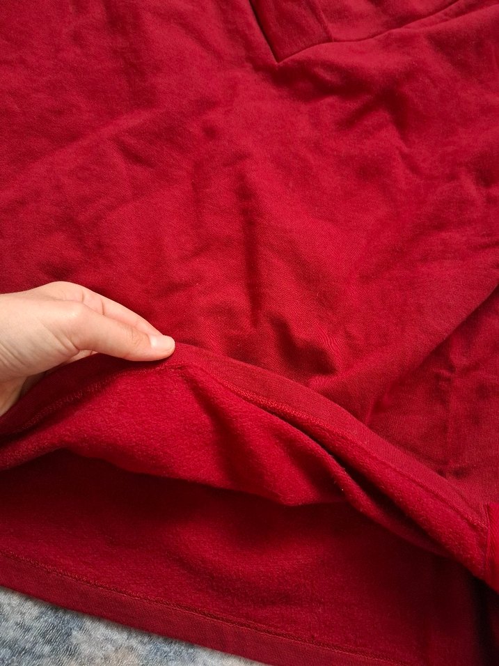 Kırmızı V Yakalı Kadın Keten Kazak - Görsel 5