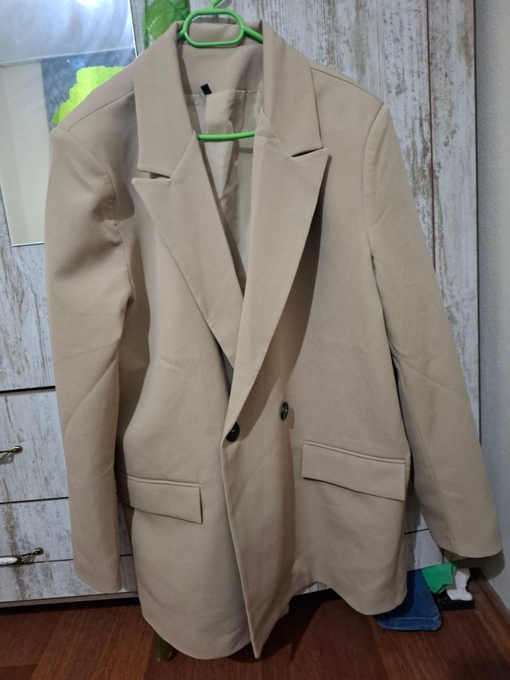 Bej Blazer ceket - Görsel 4