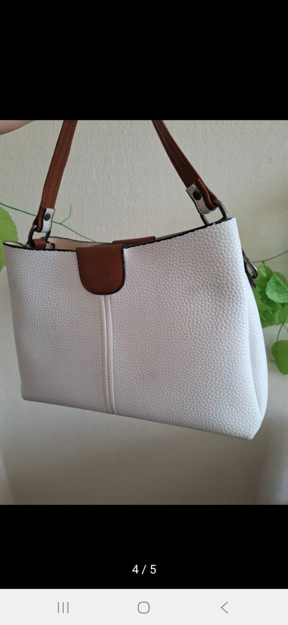 Beyaz Deri Kadın Omuz Çantası - Görsel 2
