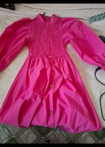 Pembe Uzun Kollu Bohem Elbise - Görsel 2