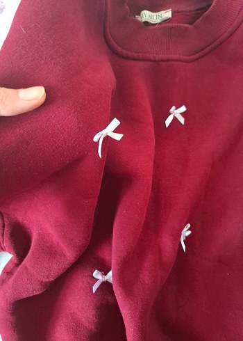 Bordo Nakışlı Rahat Kesim Kadın Sweatshirt - Görsel 3