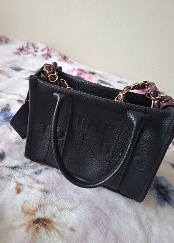 Zincir Detaylı Siyah Deri Kadın Çanta - Görsel 2