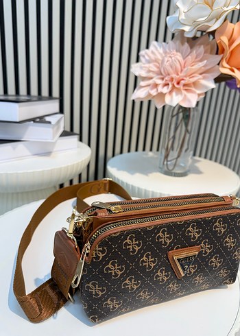 Guess Kahverengi Deri Kadın Çapraz Çanta - Görsel 2