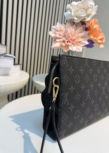 Siyah Desenli Deri Fermuarlı Kadın Clutch Çanta - Görsel 2