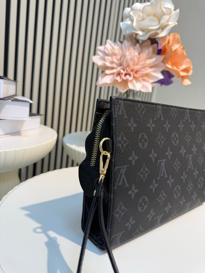 Siyah Desenli Deri Fermuarlı Kadın Clutch Çanta - Görsel 2