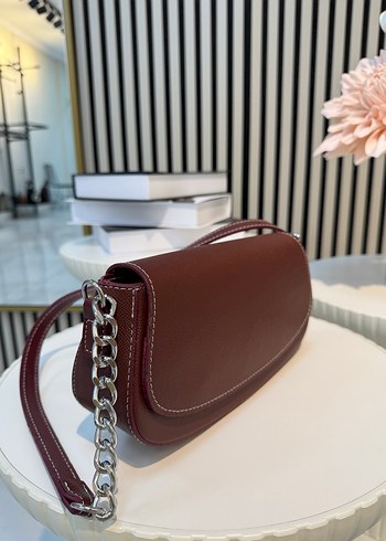 Bordo Deri Kadın Omuz Çantası - Görsel 2