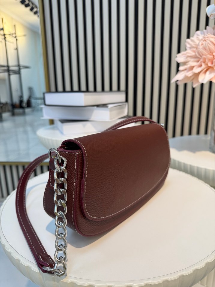 Bordo Deri Kadın Omuz Çantası - Görsel 2