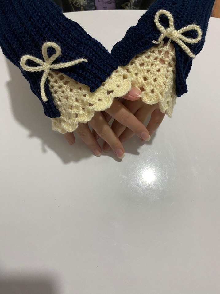 Bohem Tarz Açık Parmaklı Örgü Eldiven - Görsel 3