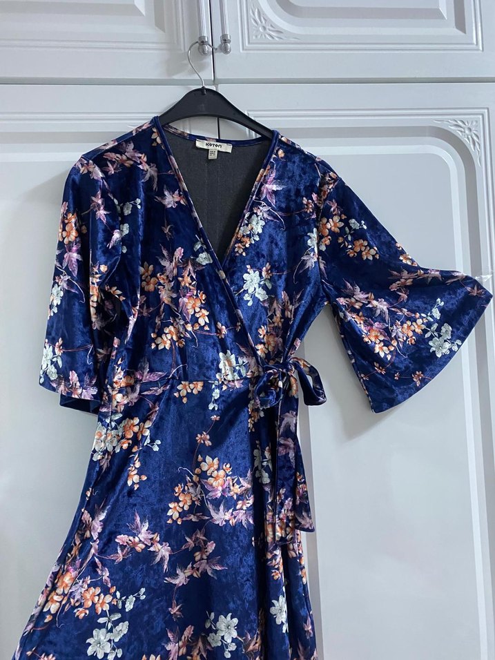 Bohem Çiçekli Midi Kadın elbise - Görsel 3