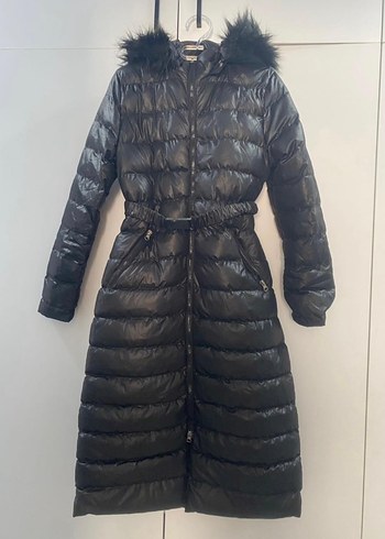 Siyah Kürklü Uzun Kadın Kışlık Mont - Görsel 3