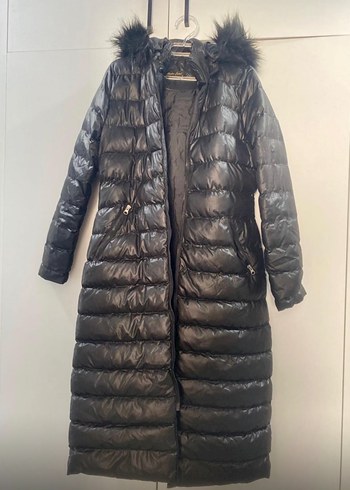 Siyah Kürklü Uzun Kadın Kışlık Mont - Görsel 2