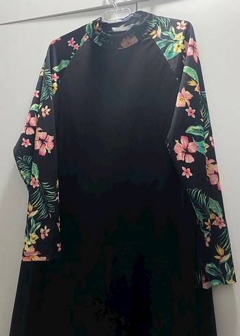 Uzun Kollu Siyah Bağlamalı Tesettür Mayo - Görsel 2