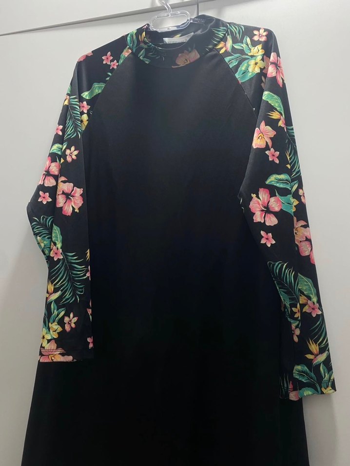 Uzun Kollu Siyah Bağlamalı Tesettür Mayo - Görsel 2