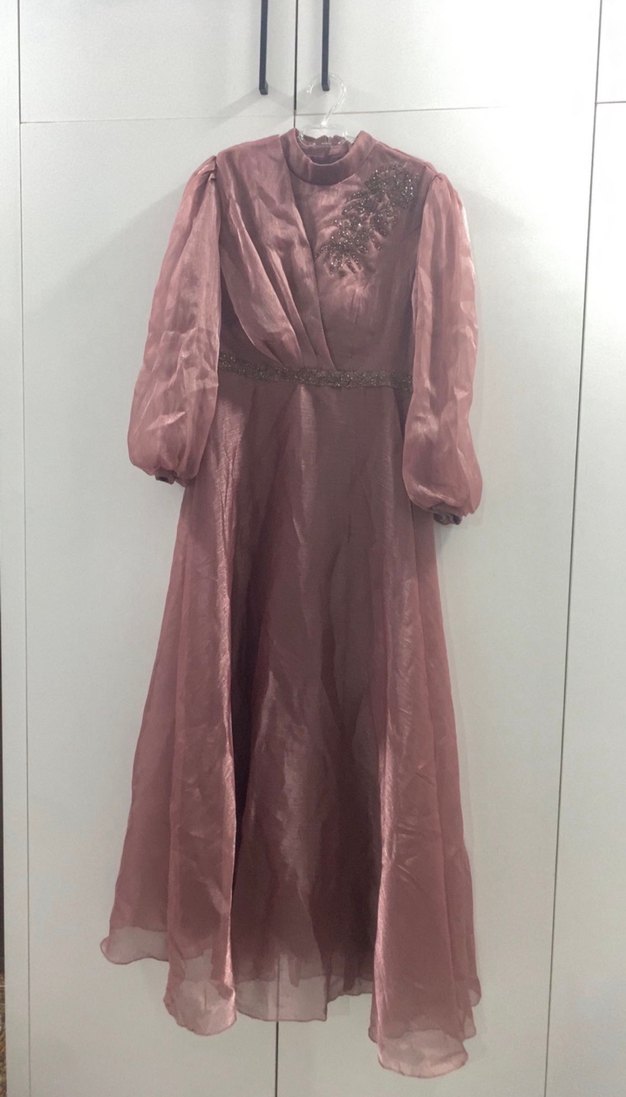 Mor Uzun Bohem Salaş Tesettür Elbise - Görsel 2