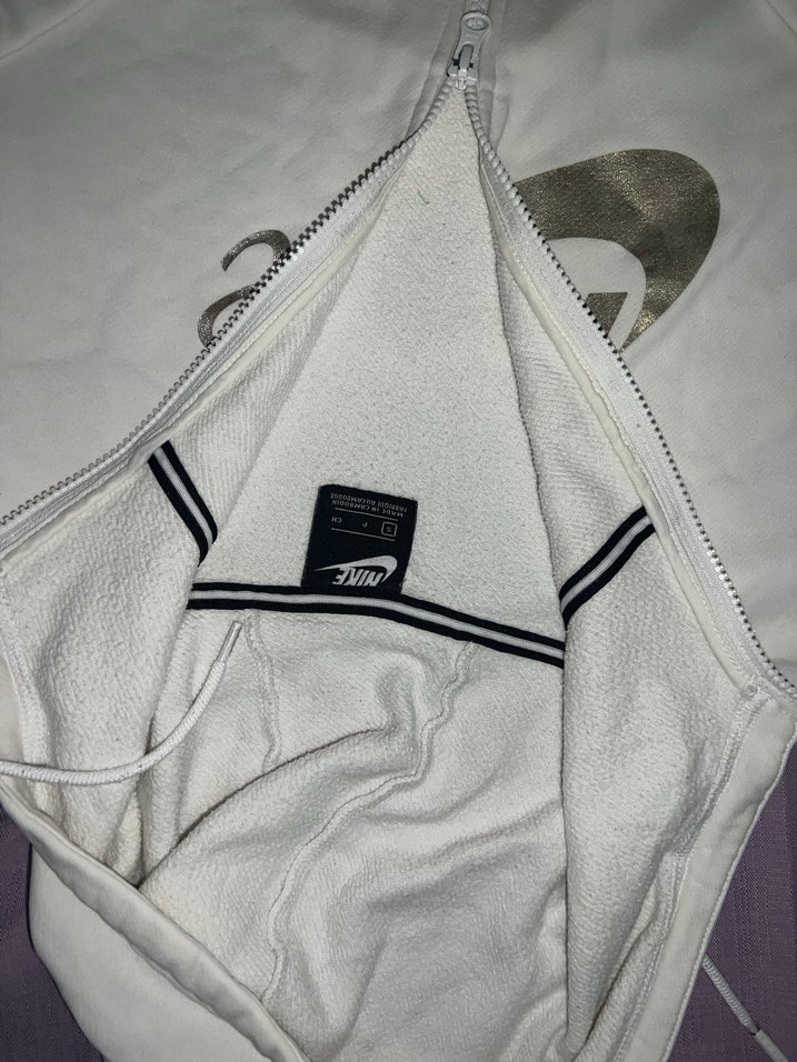 Beyaz Fermuarlı Kadın Kapüşonlu Sweatshirt - Görsel 2