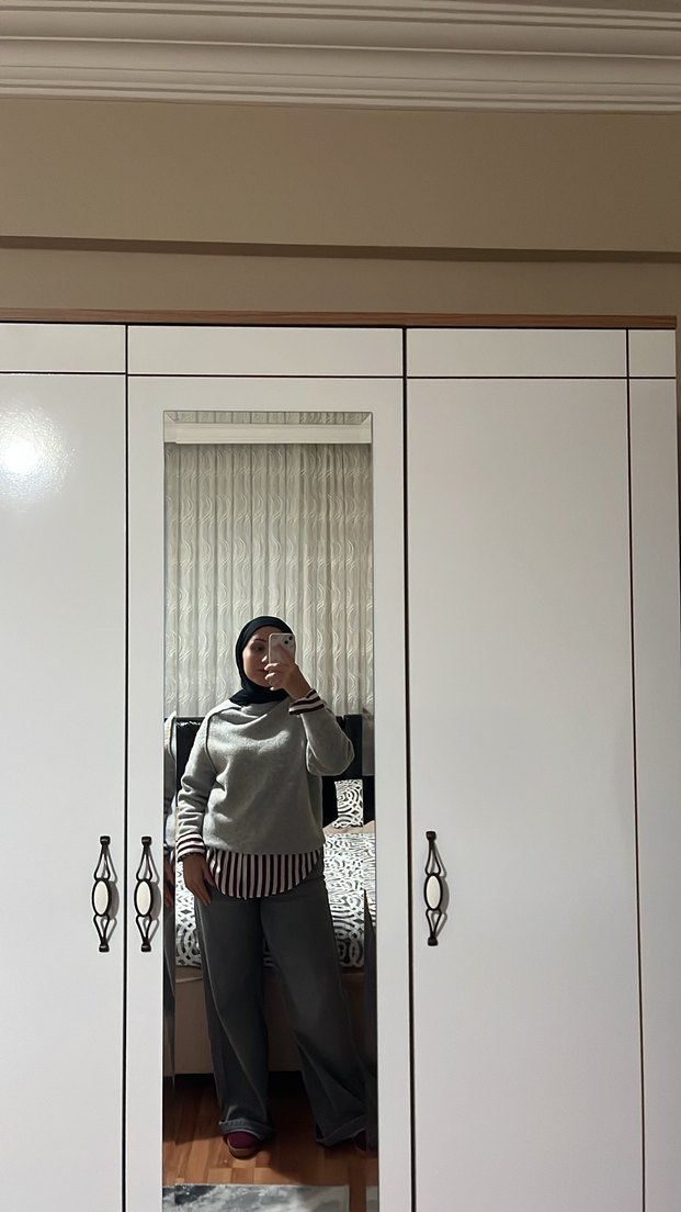 Gri Örgü Kadın Triko Kazak - Görsel 2